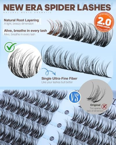 5D Wispy Lash Clusters D-Curl False Eyelashes Natural Look 10-16mm DIY Extensions