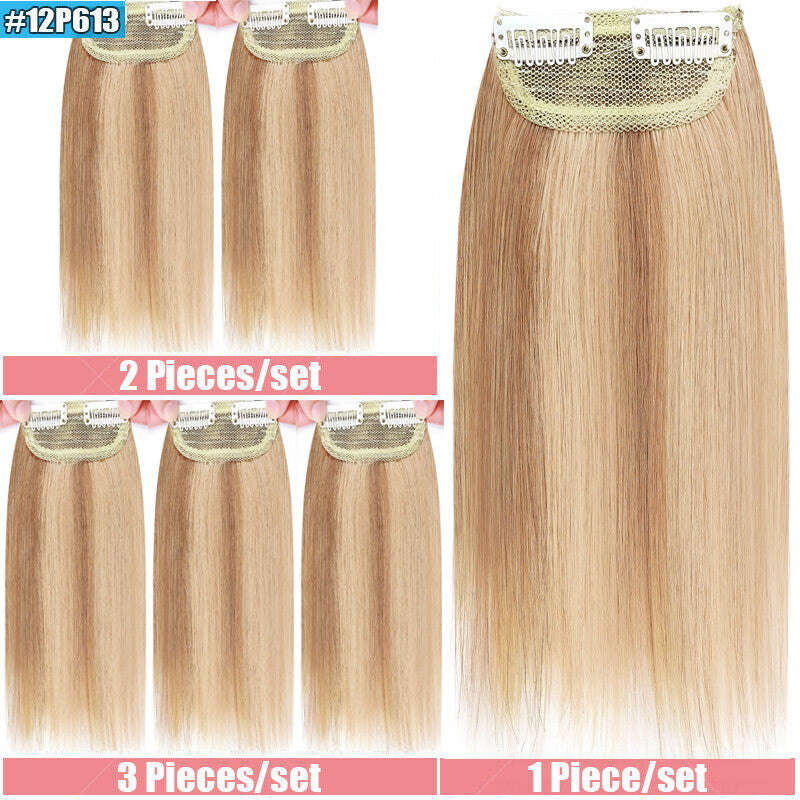 Clip-In Hair Extensions Remy Human Hair Topper - Multiple Colors & Lengths