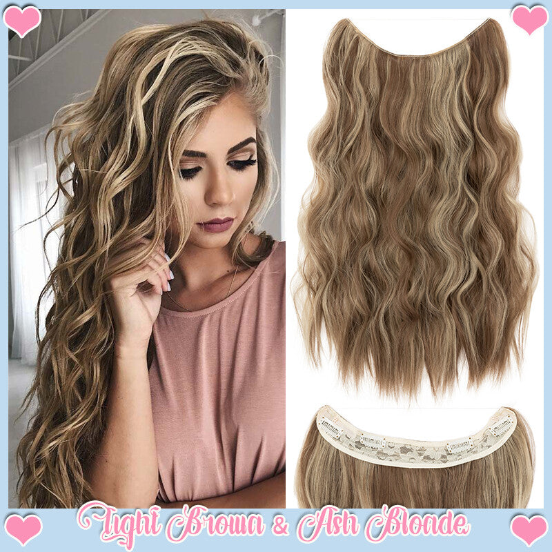 Clip-In Wavy Hair Extensions with Invisible Wire - Natural Synthetic Hairpiece