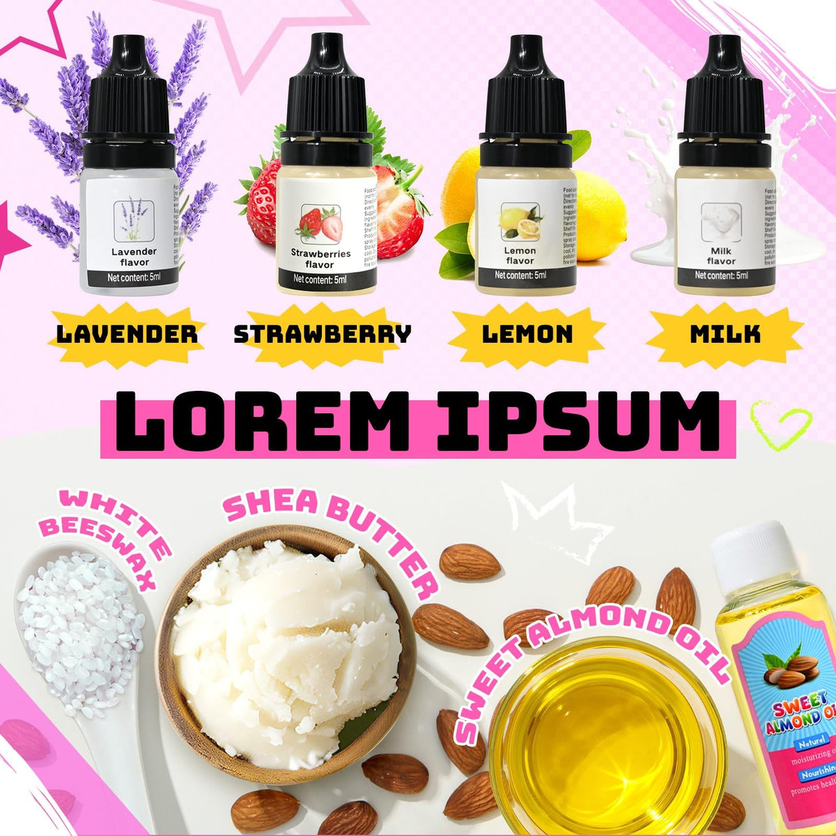 DIY Lip Balm Making Kit with 42 Pieces - Moisturizing & Nourishing Set, Pink