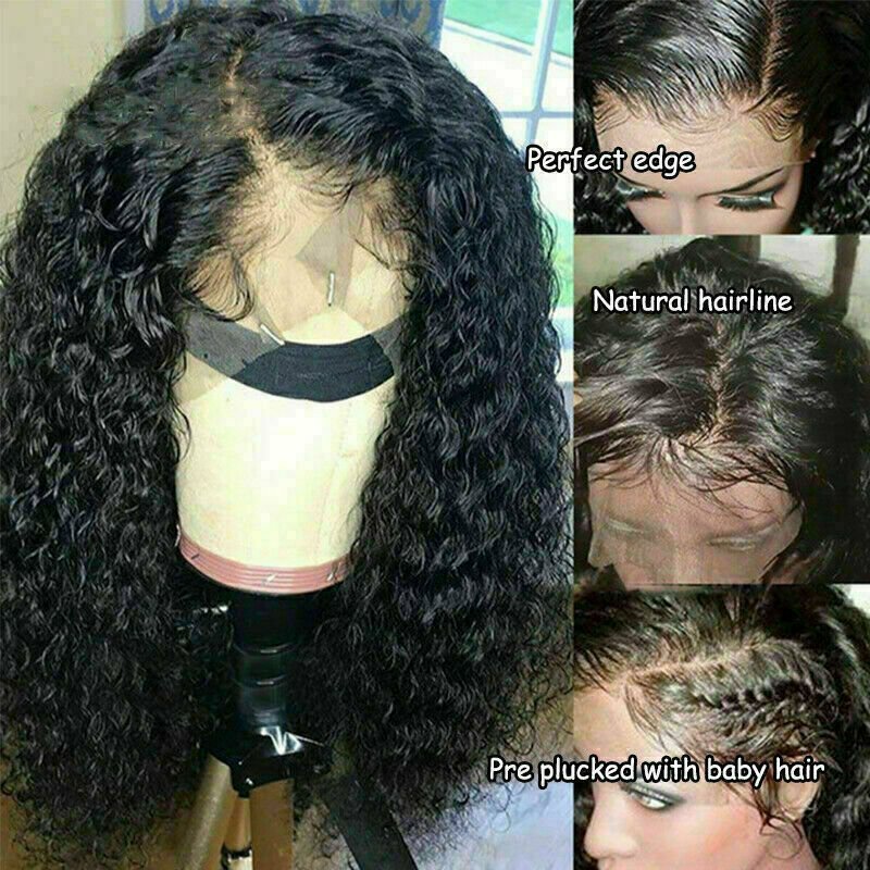 18-Inch Human Hair Lace Front Wigs for Women Long Curly Wavy Brazilian Hair