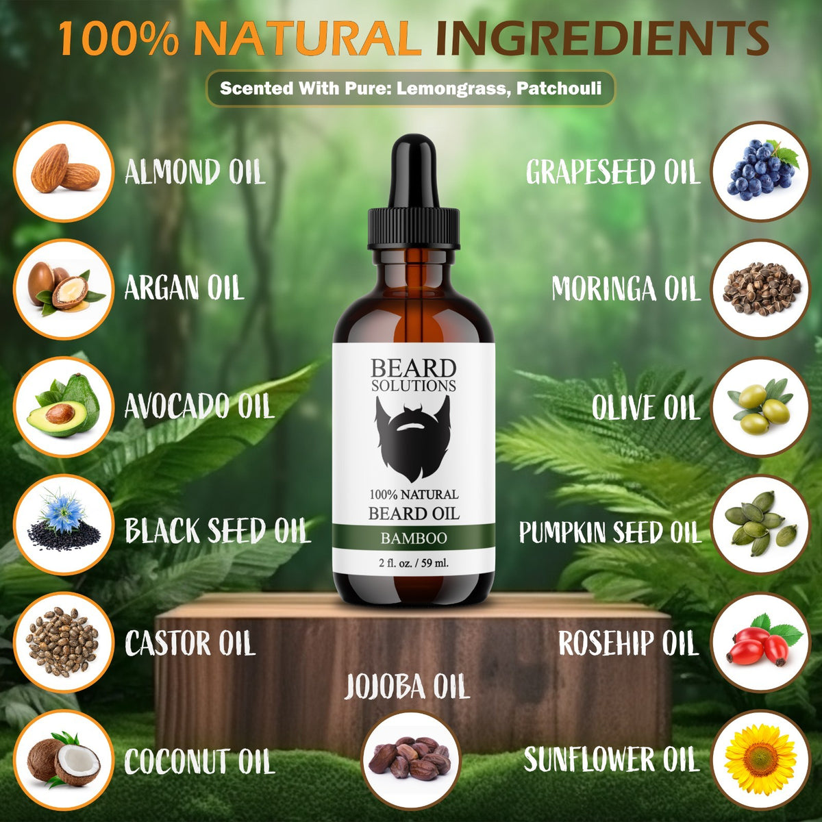 Natural Beard Oil with Essential Oils - Nourishing Hair Growth Serum for Men