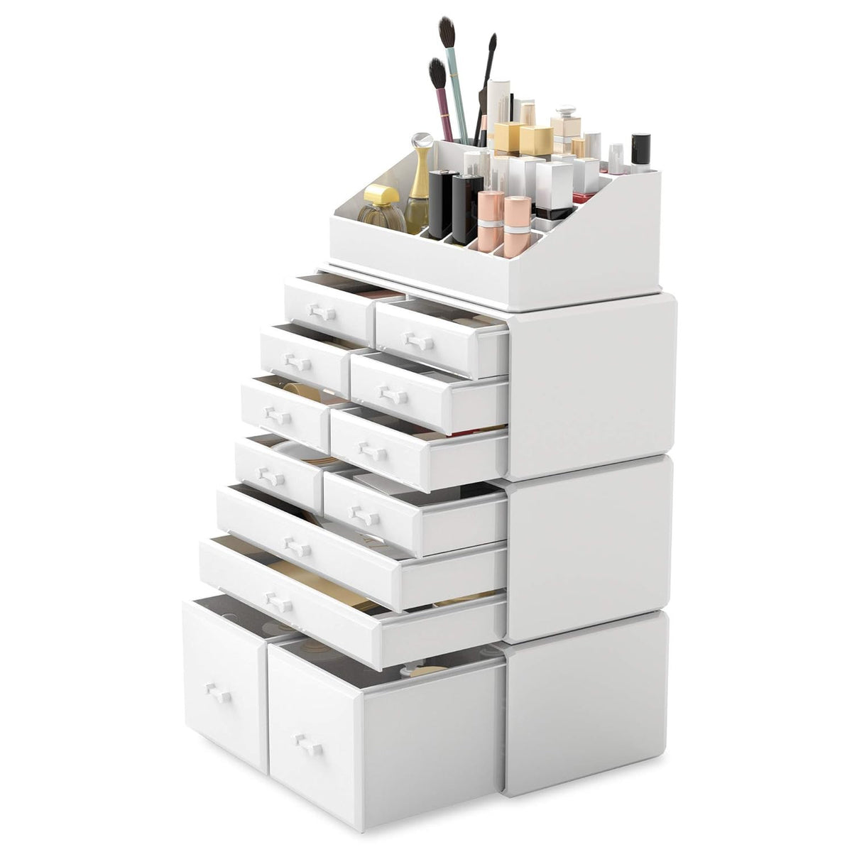 Makeup Organizer with 12 Drawers, Stackable Cosmetic Storage Case