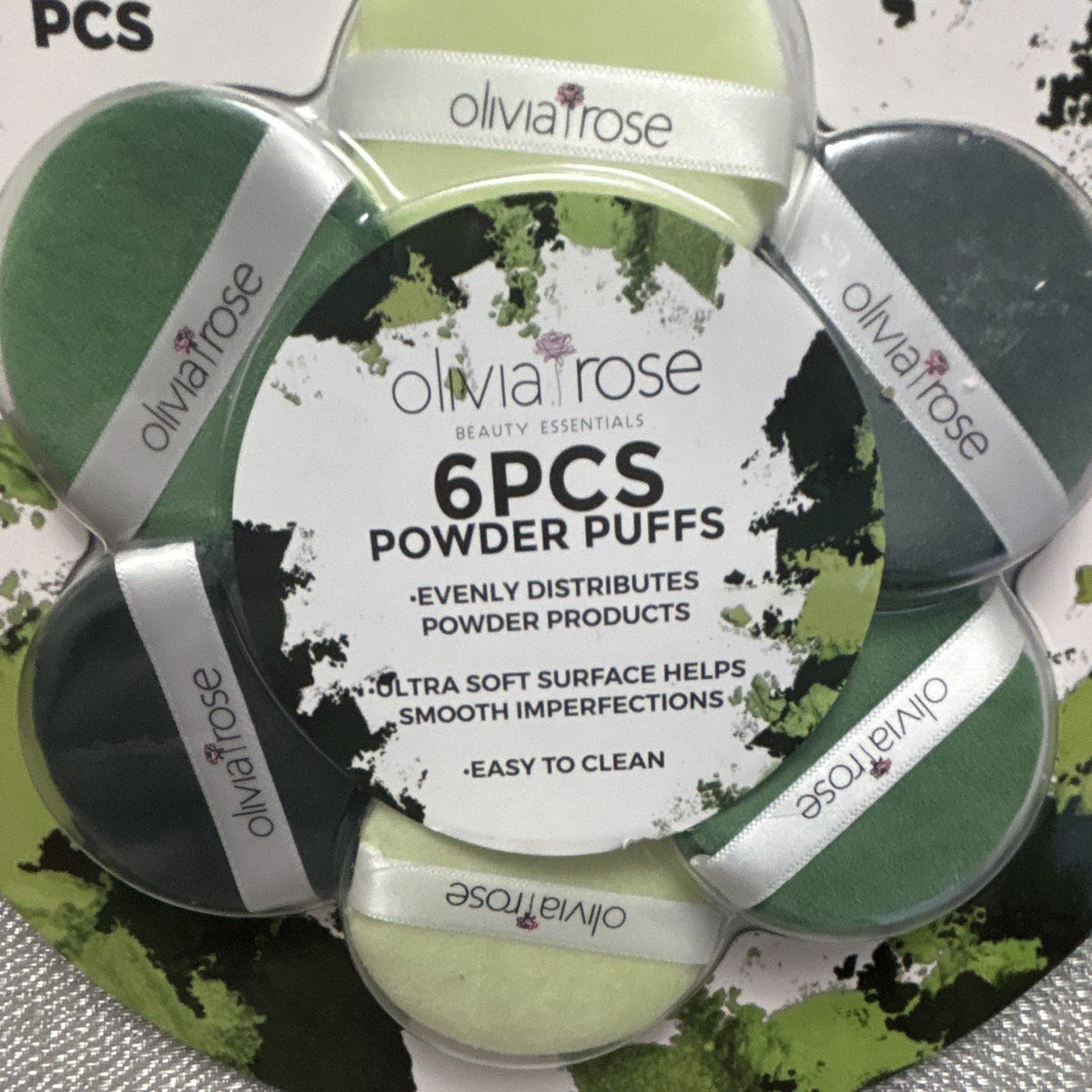 Velour Powder Puffs 6-Pack - Green Makeup Application & Easy Clean