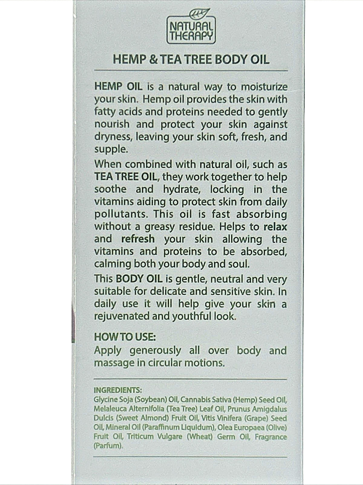 Hemp & Tea Tree Body Oil - 4 oz