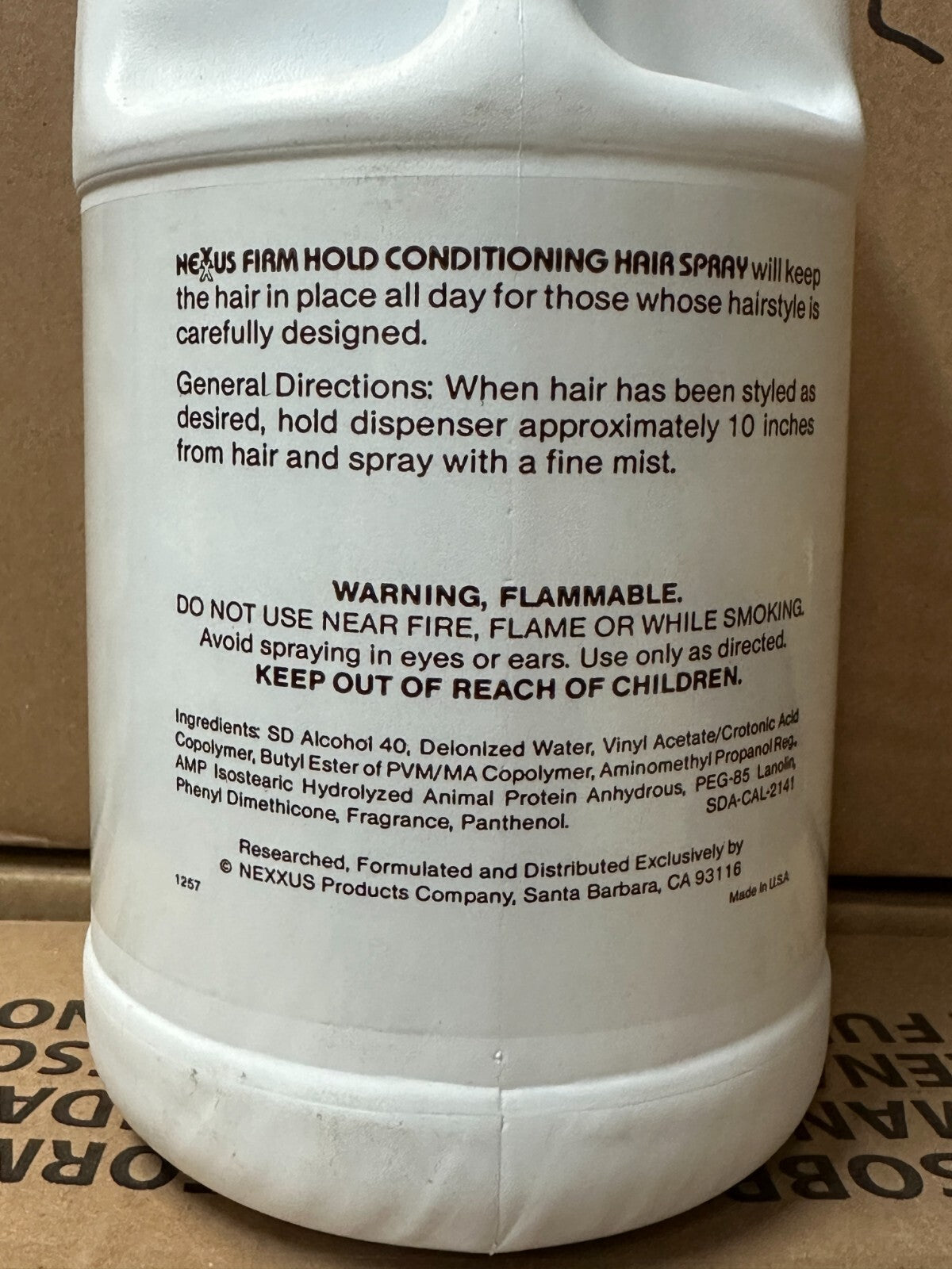 NEXXUS Firm Hold Hair Spray 1.9L / Half Gallon Salon-Quality Hair Styling