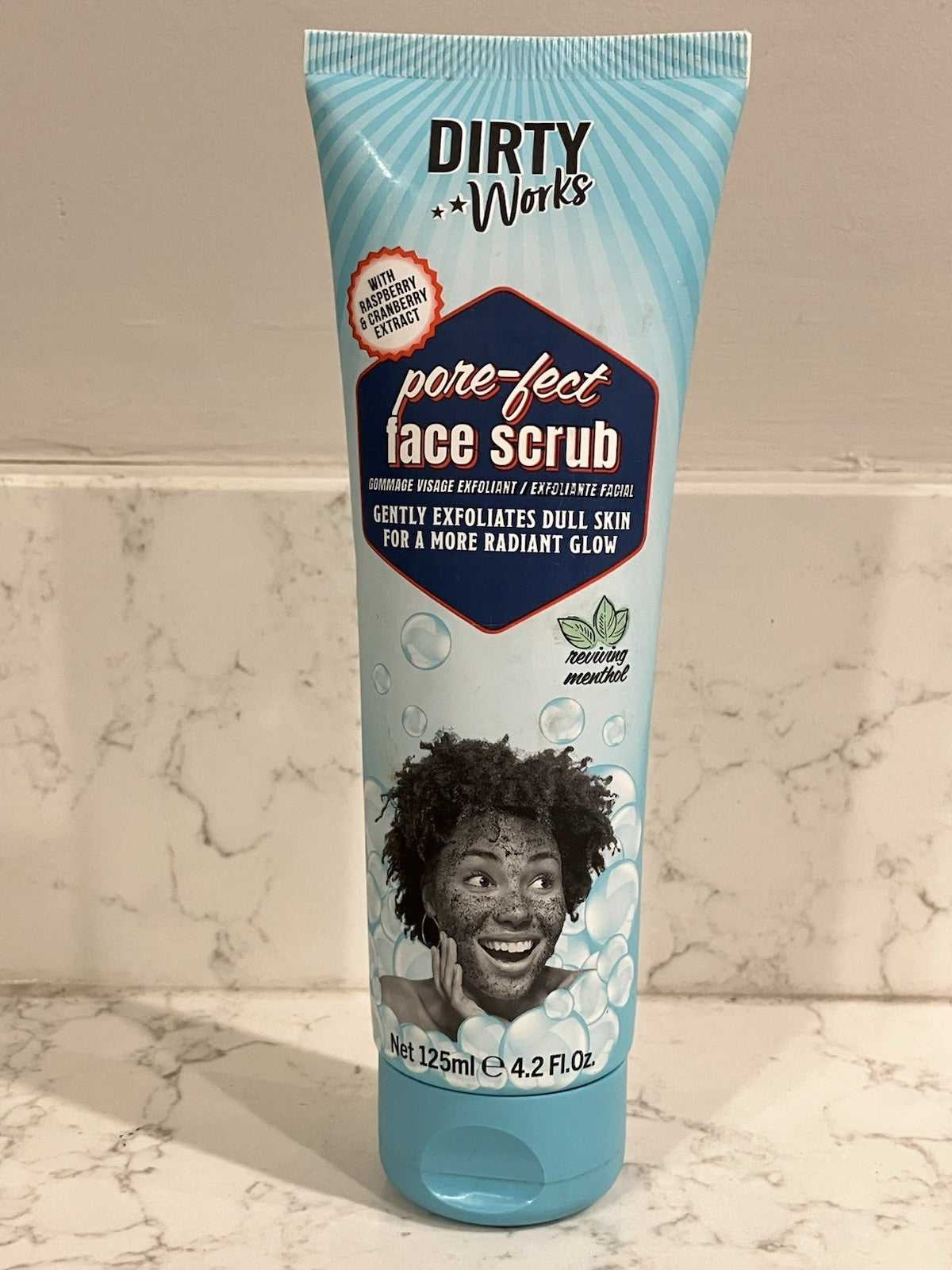 Dirty Works Pore-Fect Face Scrub Gently Exfoliates Reviving Menthol
