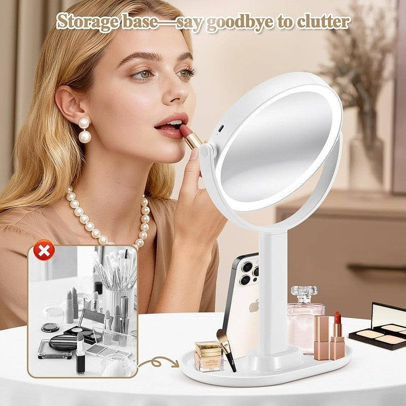 Lighted Makeup Mirror with 30X Magnification and Adjustable Brightness - 360° Rotation