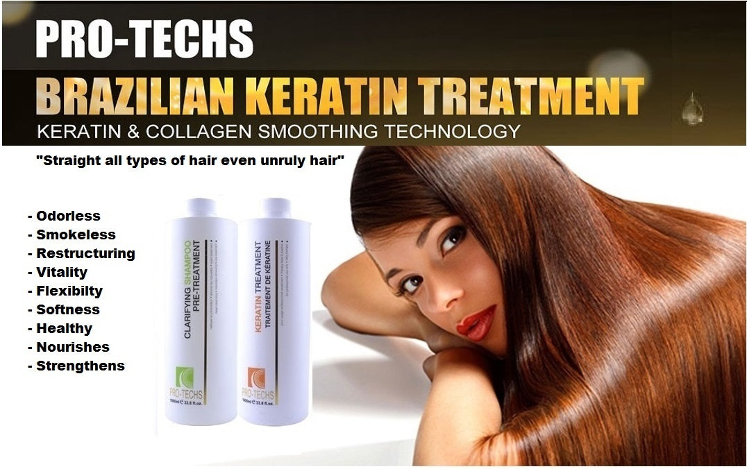 Keratin Hair Straightening Treatment Free of Formaldehyde for Blonde Hair - 33.8 oz + Shampoo
