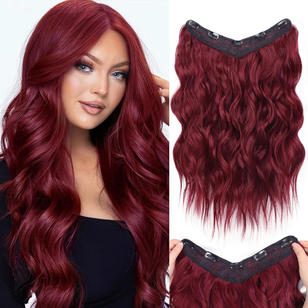 V-Shape & U-Part Clip-In Hair Extensions - Full Head Highlight, Multiple Lengths & Colors