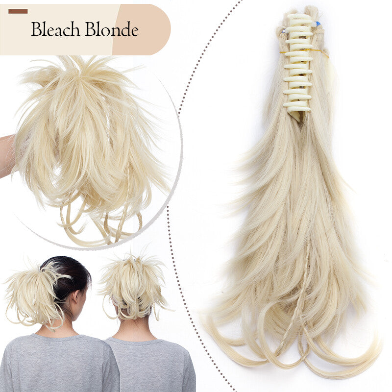 Messy Bun Scrunchie Hair Ponytail Claw Clip Updo Extensions - Thick Ombre Style