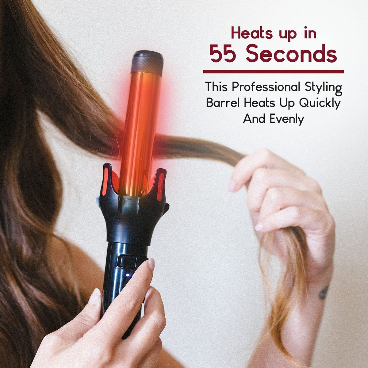 Automatic 1 Inch Curling Iron Wand with Tangle-Free Spin & Quick Heat