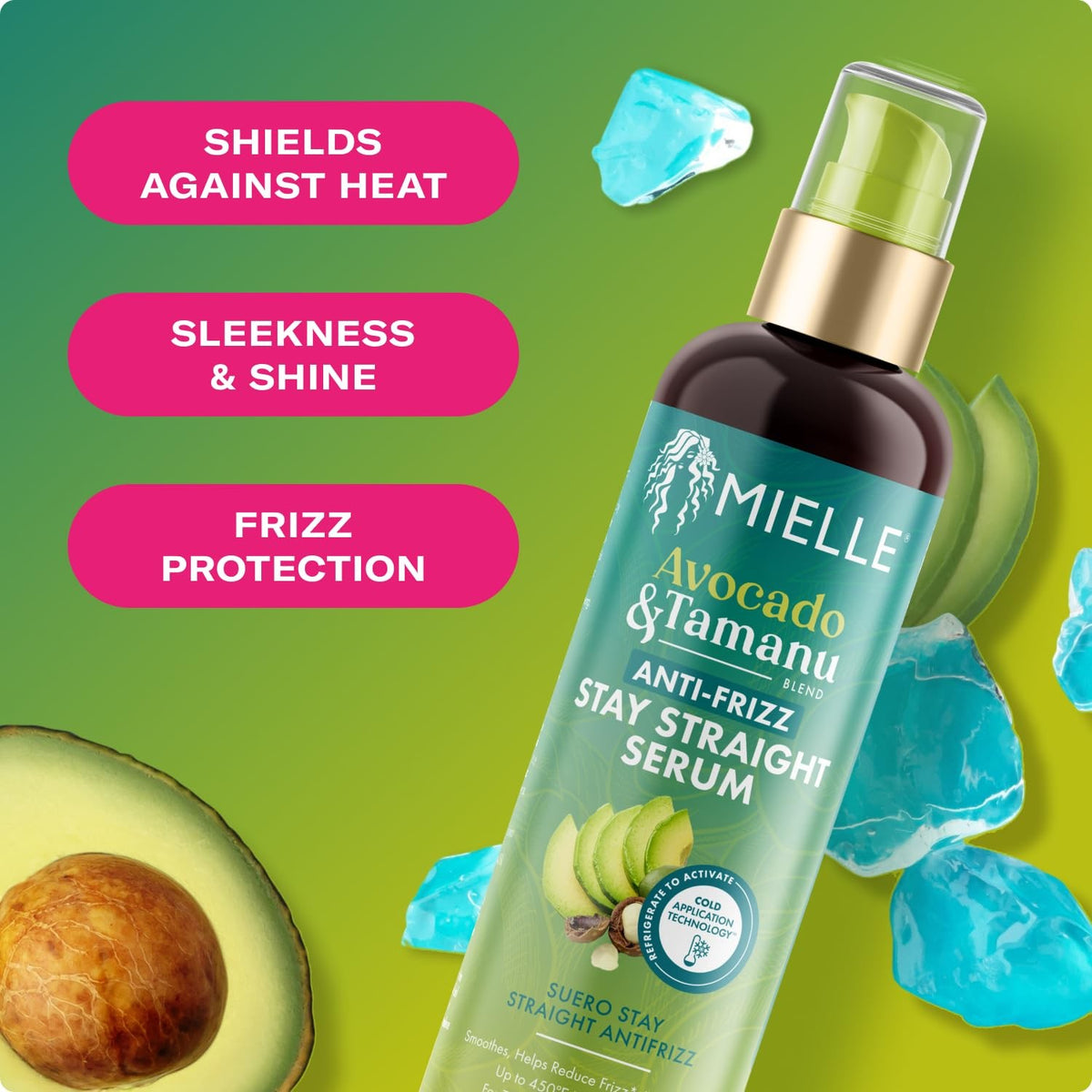Anti-Frizz Hair Serum with Avocado & Tamanu Oil - Stay Straight, 6 Fl Oz