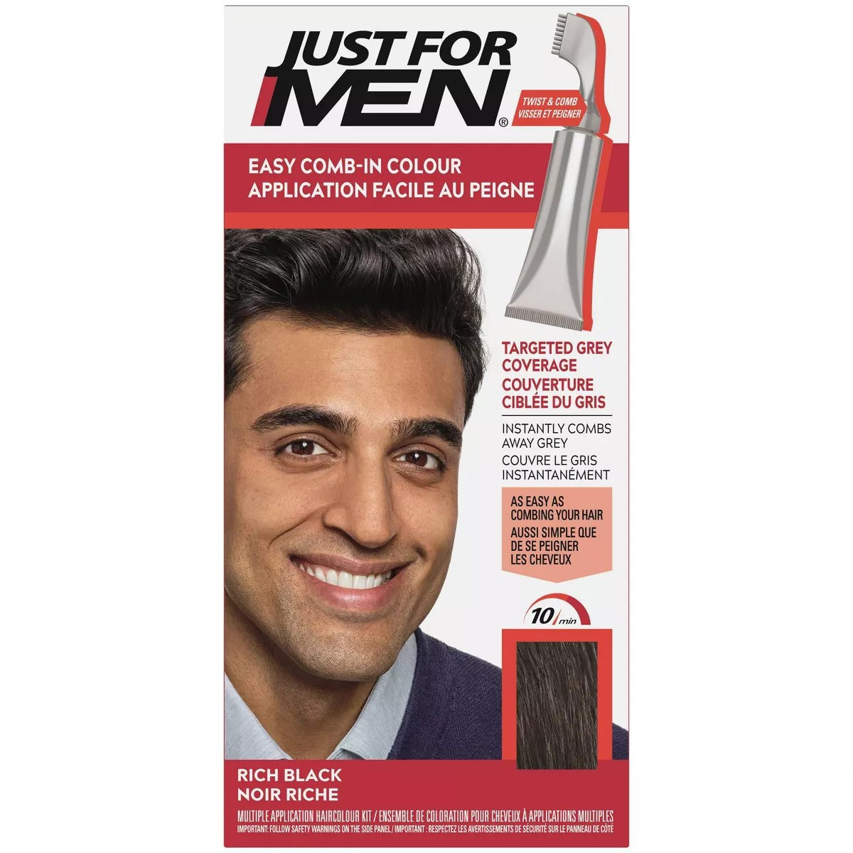 Rich Black Hair Color for Men with Comb Applicator