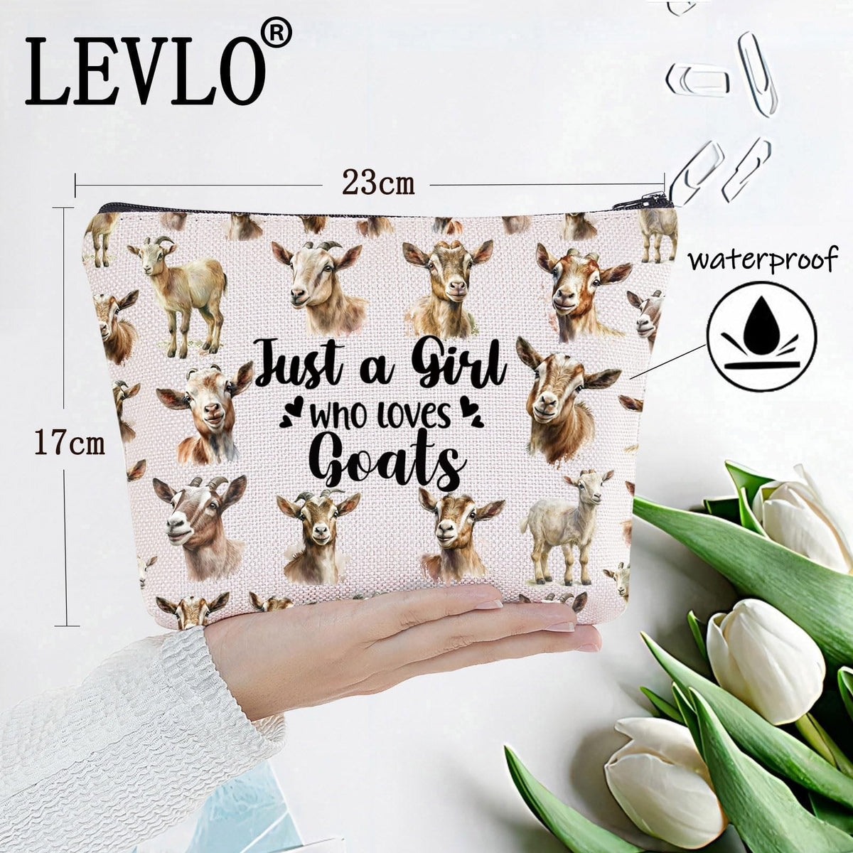 Funny Goat Cosmetic Bag – Animal Lover Gift Makeup Zipper Pouch
