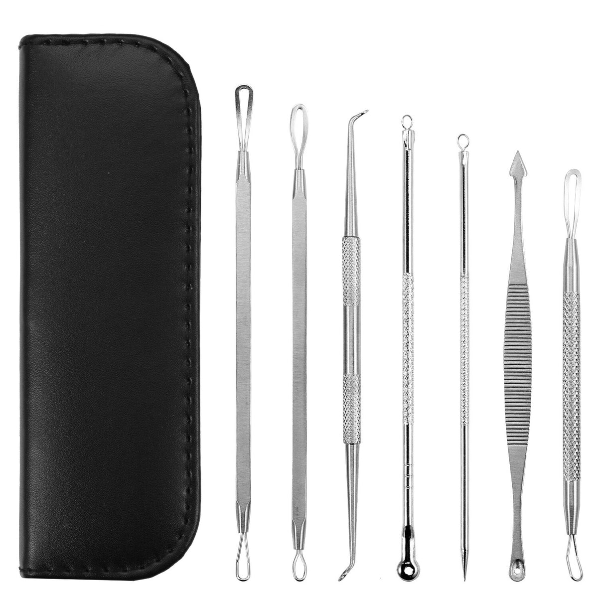 7PC Blackhead and Acne Comedone Extractor Kit - Stainless Steel Facial Blemish Removers