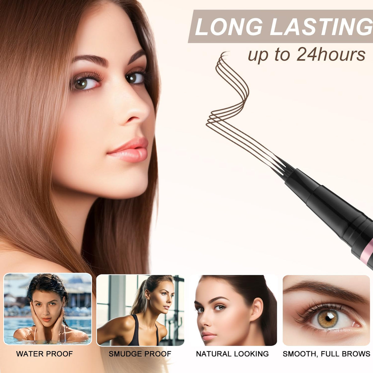Waterproof Microblading Eyebrow Pencil - Dark Brown 2-in-1 Brow Pen