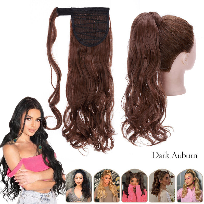 Mega Thick Wrap-On Ponytail Extensions - Natural Human Hair, Curly Wavy Straight