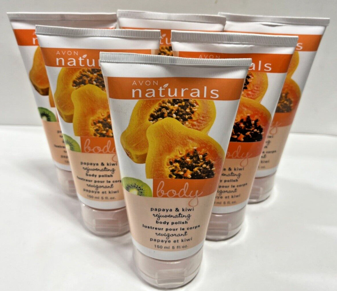 Avon Naturals~Papaya & Kiwi Rejuvenating Body Polish~Lot of 6~New