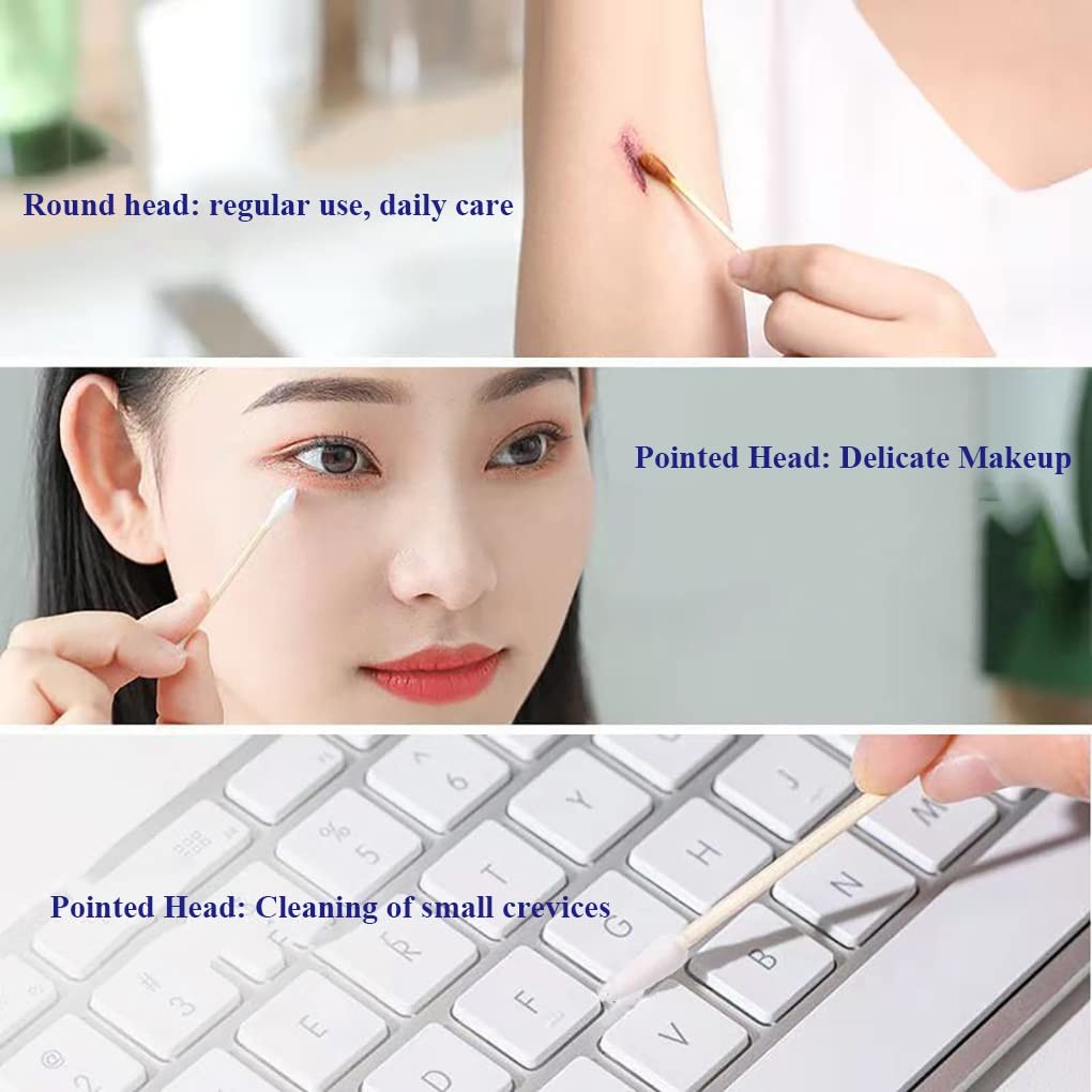 Organic Bamboo Cotton Swabs - Biodegradable Ear & Makeup Applicators, 1000 Pack