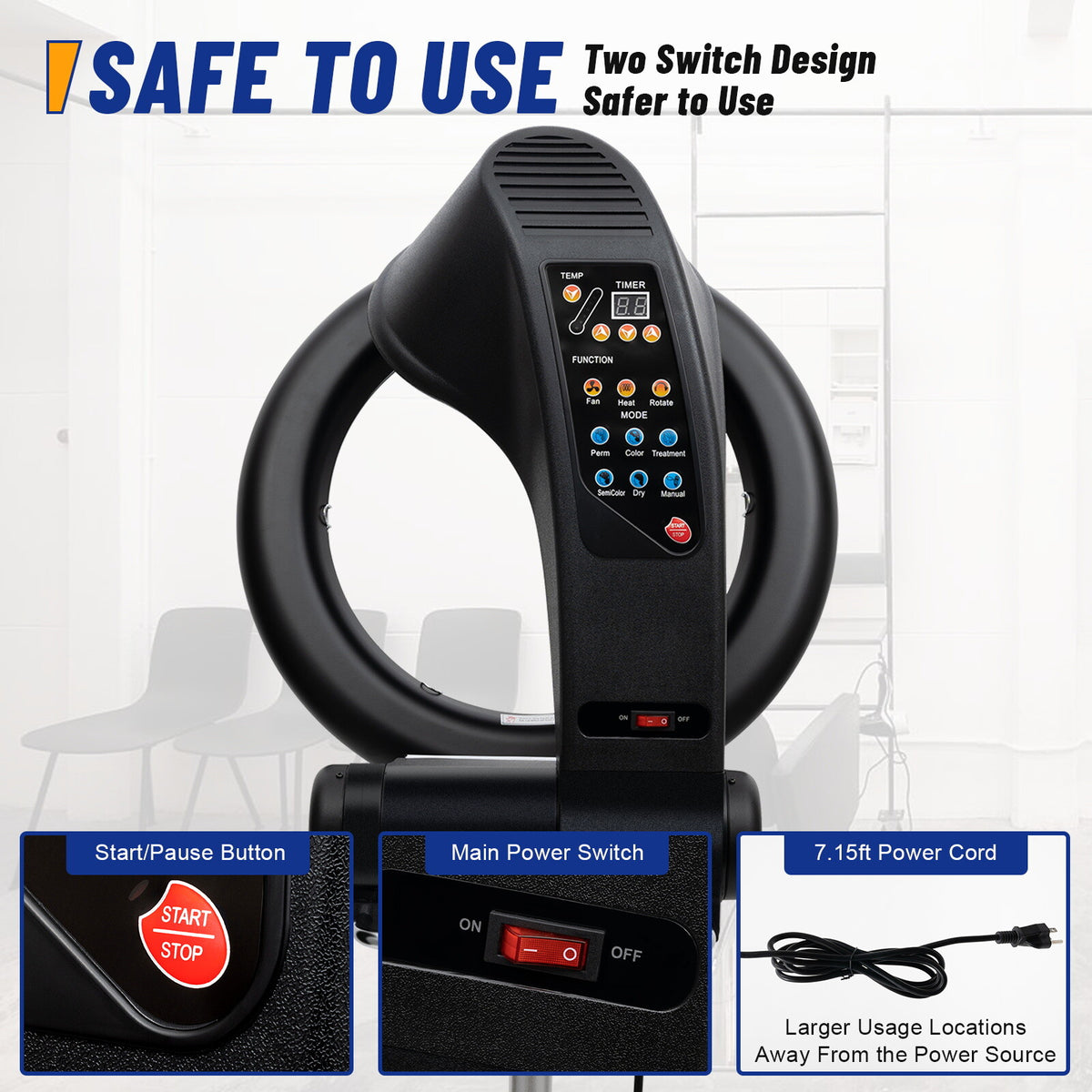 3-in-1 Infrared Hair Dryer & Roller Ball Color Processor for Salon Styling