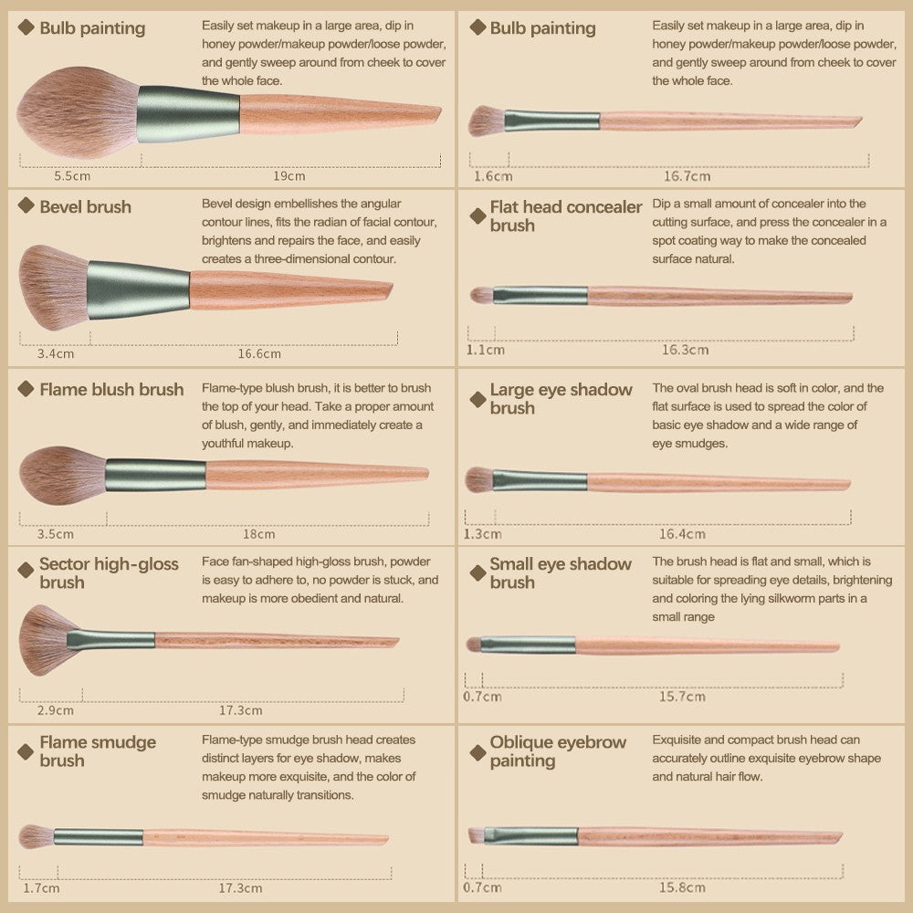 10Pcs Vegan Makeup Brush Set - Soft Fluffy Professional Cosmetic Tools