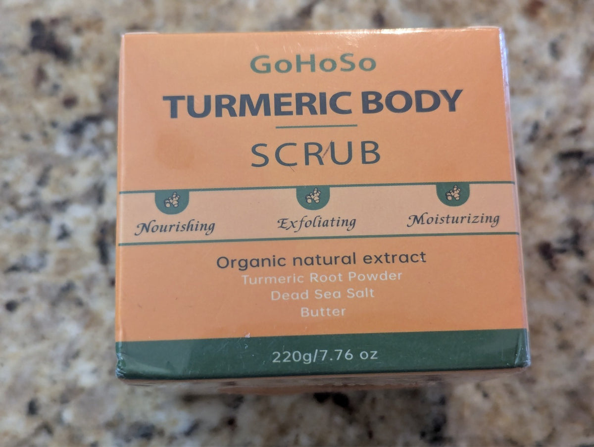 GoHoSo Turmeric Body Scrub Exfoliating Dead Sea Salt Butter 7.76 oz