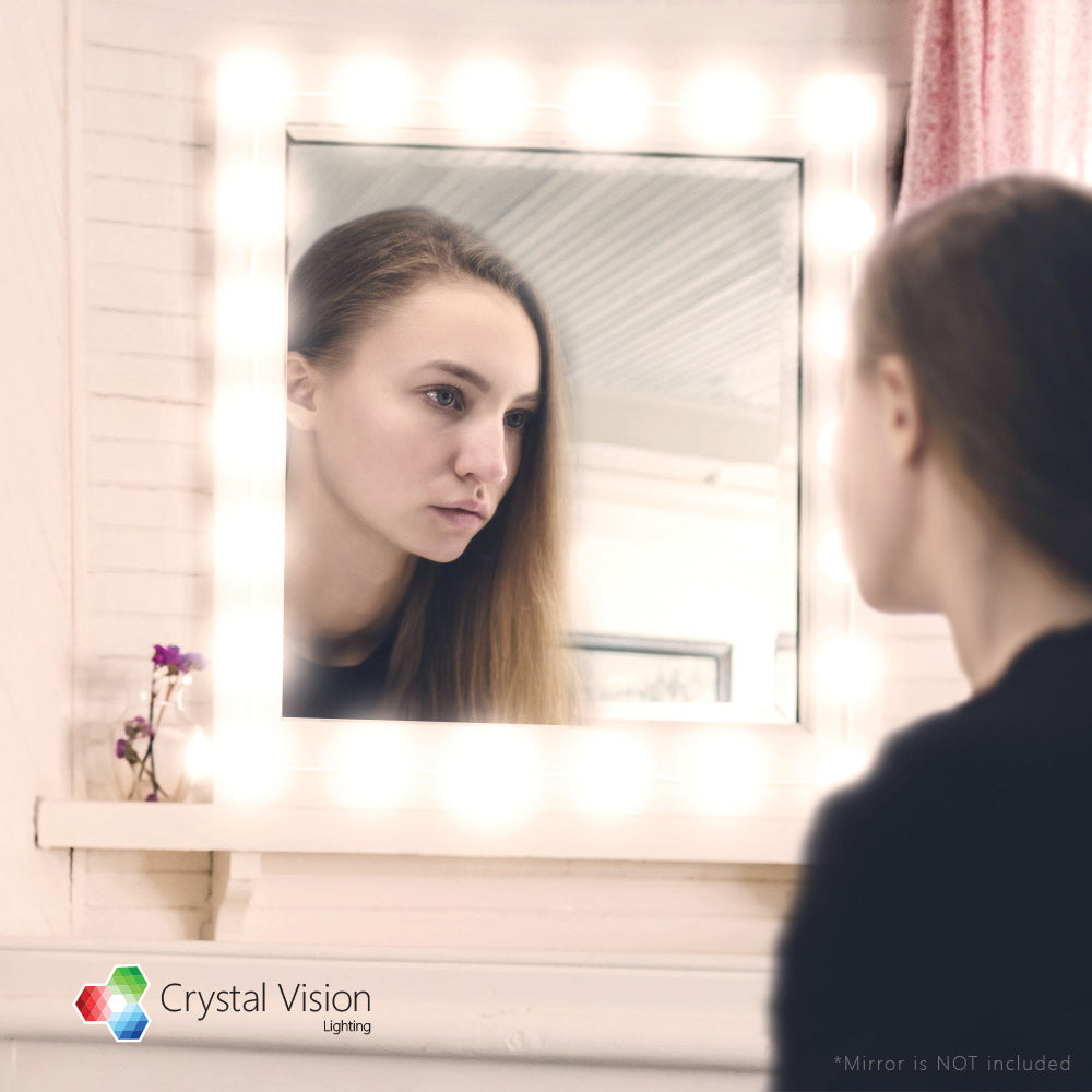 Hollywood Style Makeup Mirror LED Light Kit Warm White 12 Bulb 8ft