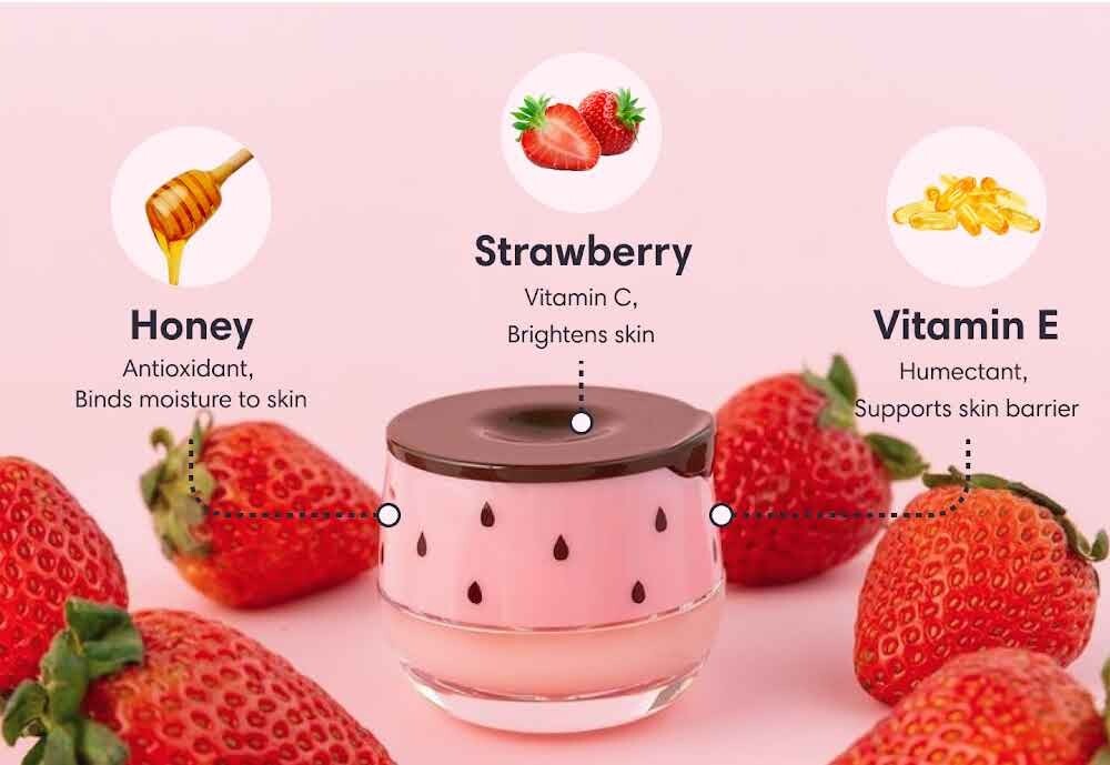 Bee Balm Lip Mask with Honey & Strawberry Extract - Nourishing Lip Care