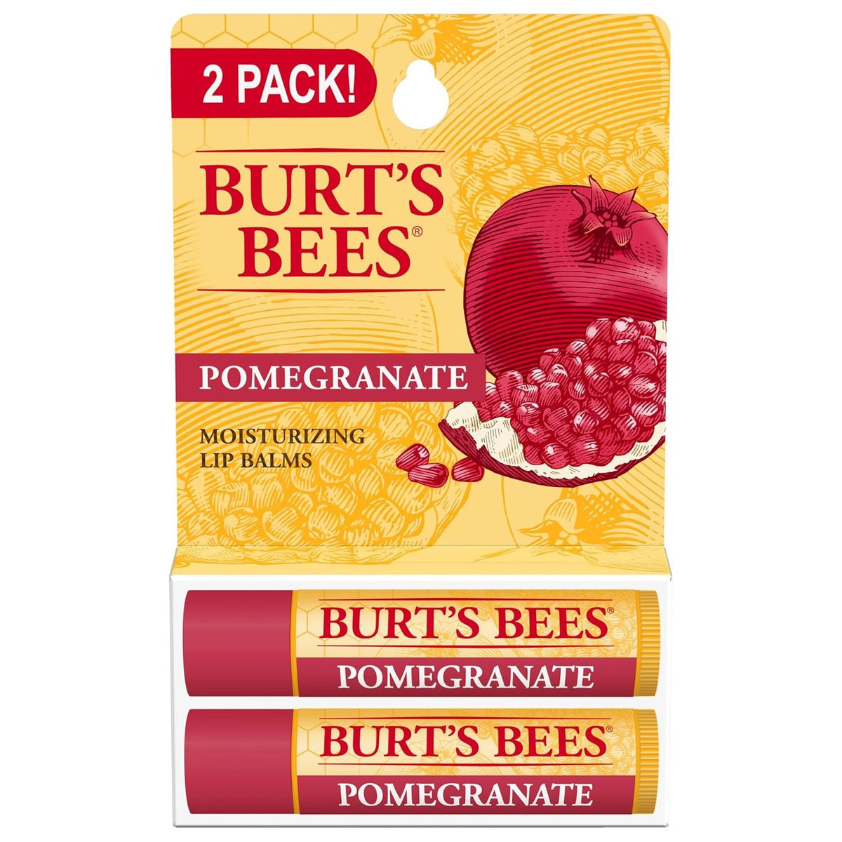 Burt's Bees Pomegranate Lip Balm Set - 2 Tubes, Natural Moisturizer