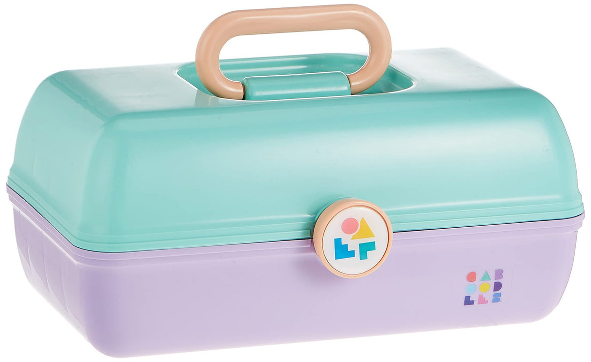 Travel Makeup Organizer Case with Mirror, Seafoam and Lavender