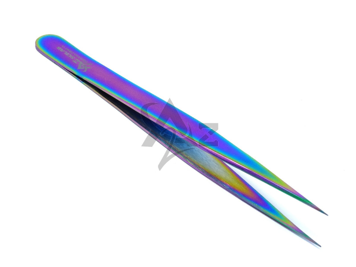 Eyelash Extension Tweezers Straight Stainless Steel Multi Rainbow Color - Professional & Precise