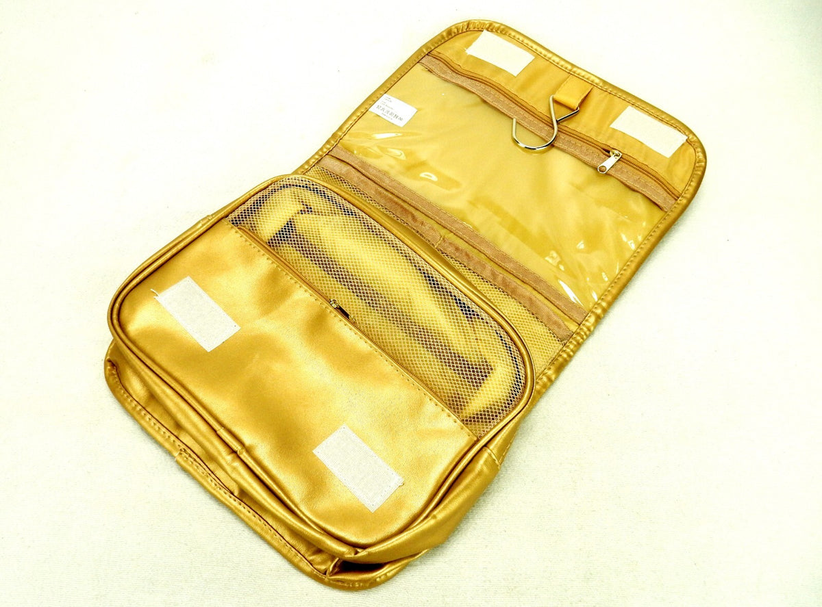 Hanging Cosmetic Bag Nylon Shell with Vinyl Pouch and Metal Hook