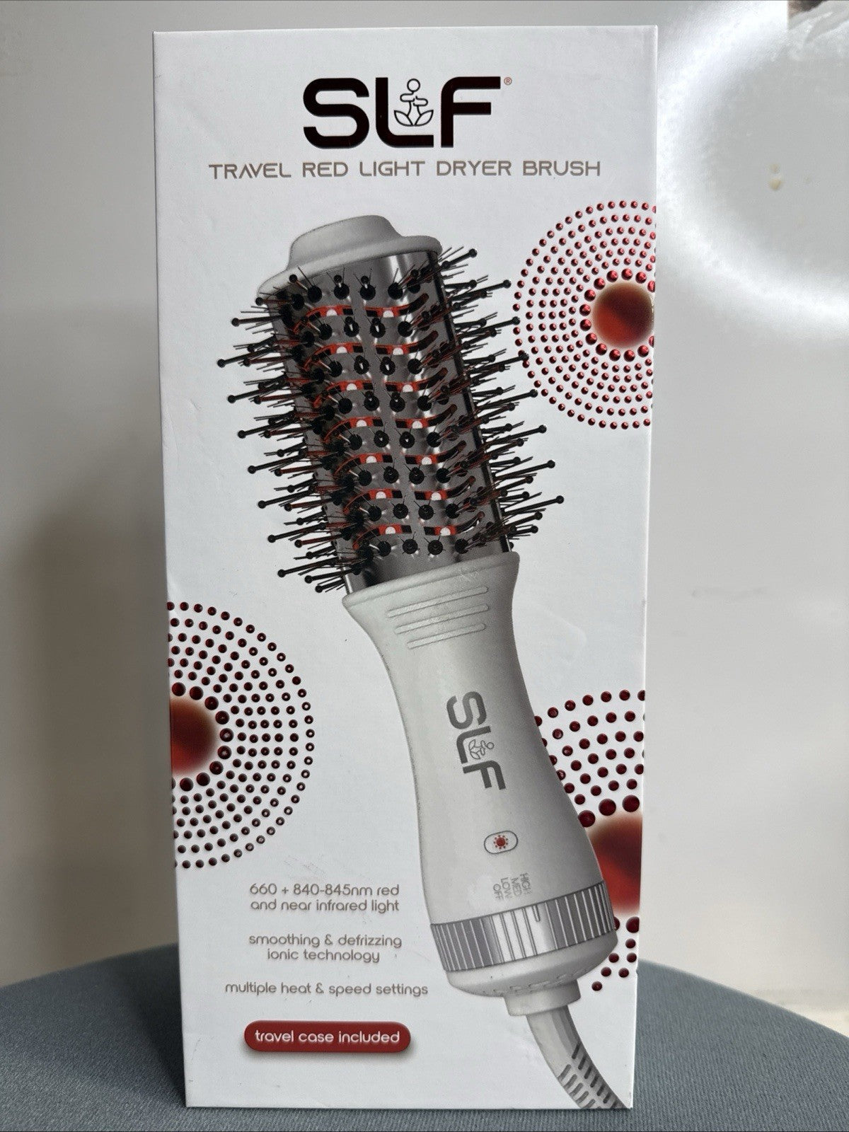 Red Light Therapy Travel Hair Brush Dryer - Skin & Hair Care Device