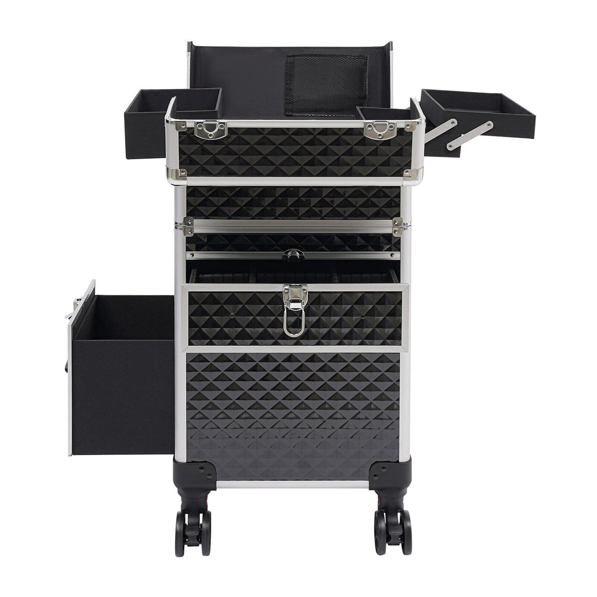 Rolling Makeup Case with Large Capacity Travel Cosmetic Storage Trolley