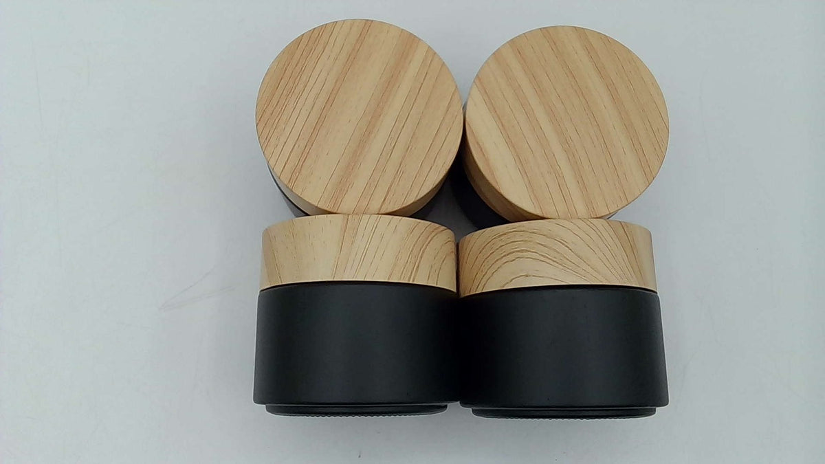 Black Wooden Cosmetic Jar - Minimalist Matte Black Container for Creams & Serums