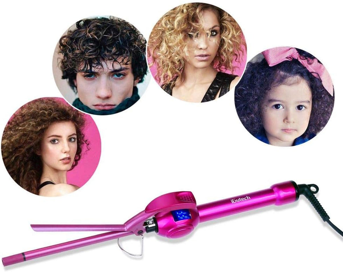 9mm Ceramic Curling Iron with Adjustable Temperature for Tight Curls