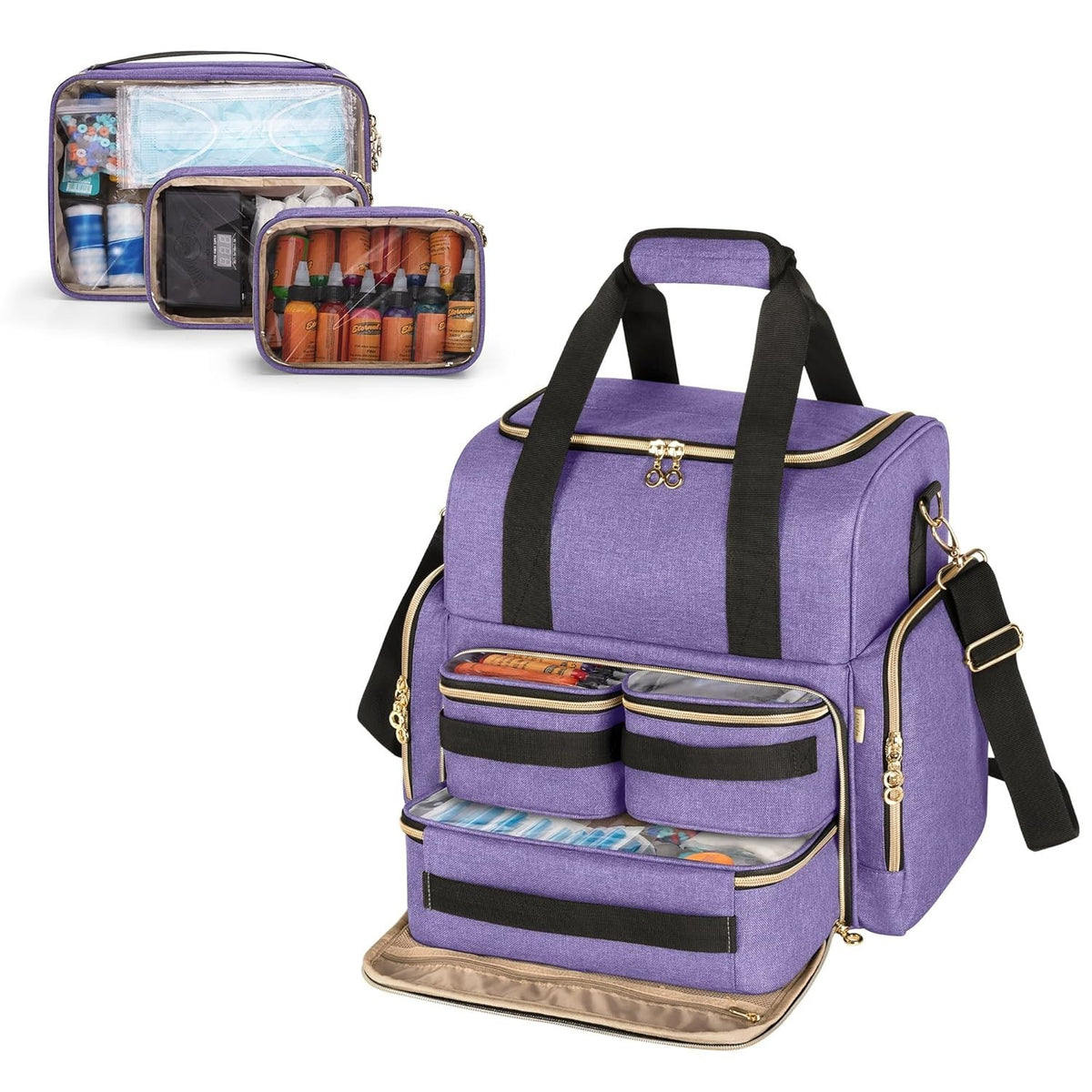 Large Tattoo Travel Case with Removable Pouches & Organizer