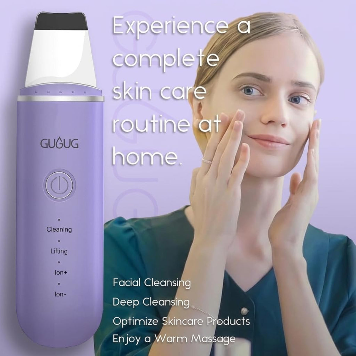 4 Mode Ultrasonic Skin Scrubber Pore Cleaner for Blackhead Removal Purple