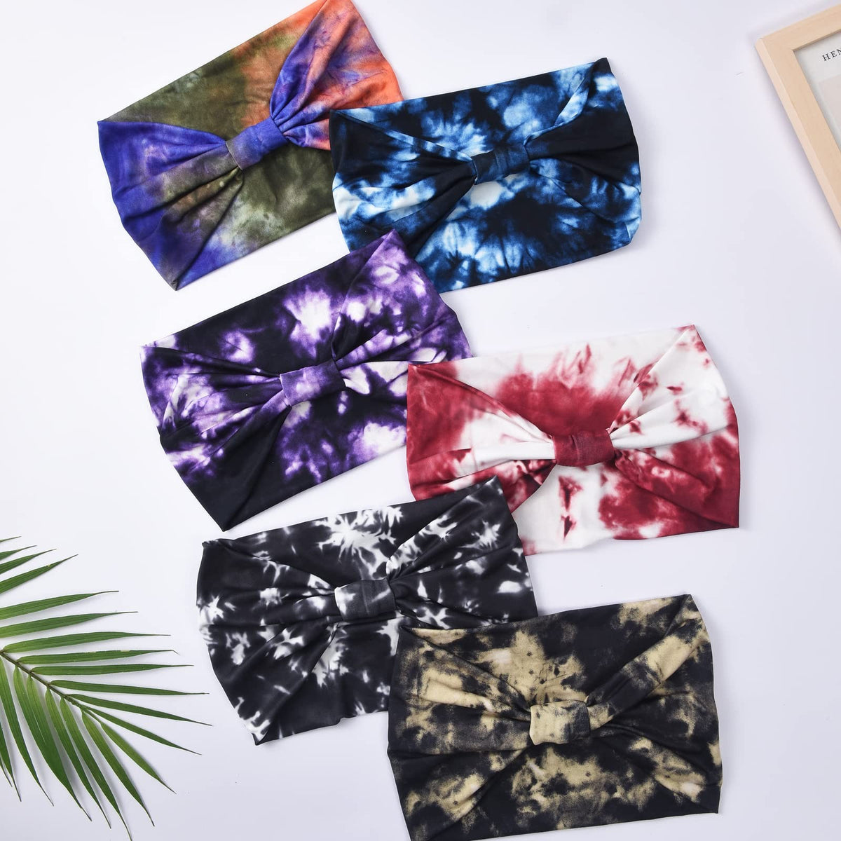 Yeshan Wide Headbands for 1 Count (Pack of 6), No7(Tie dye colors 6