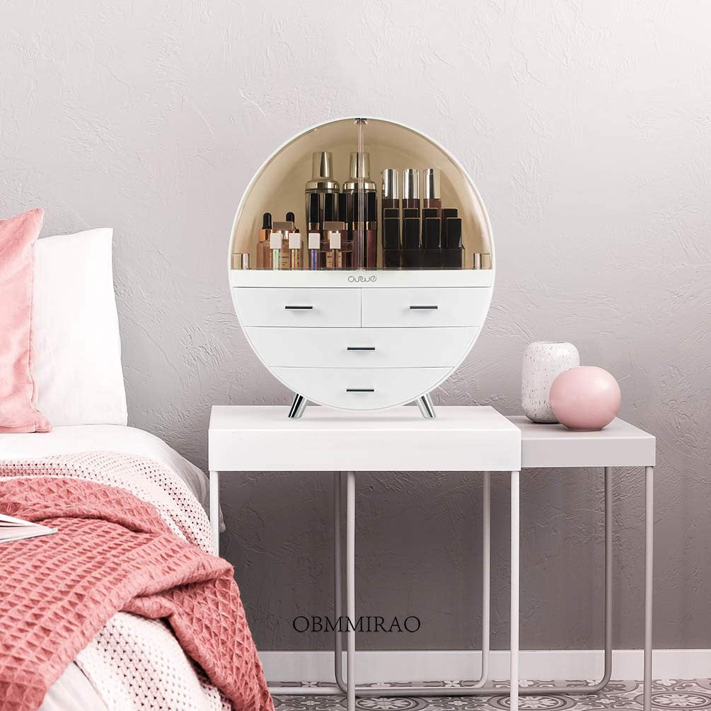 Large Waterproof Dustproof Makeup Storage Organizer Box - Elegant Design