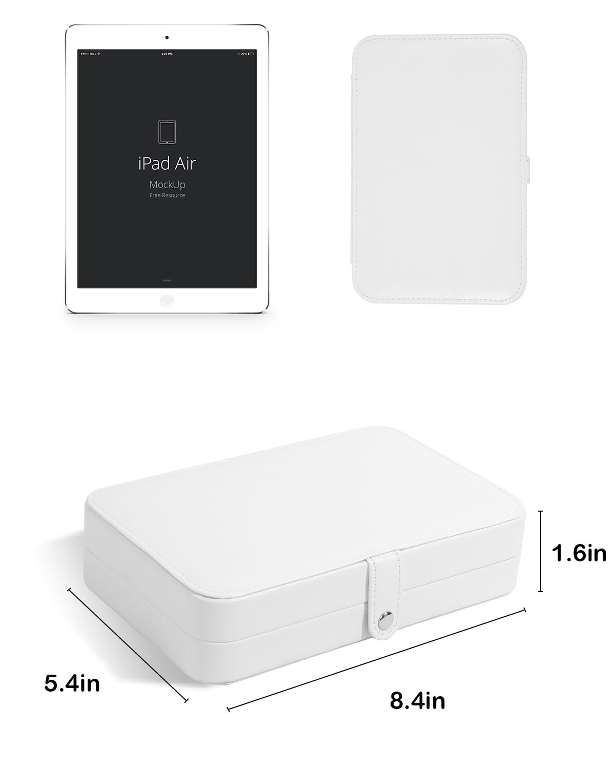 Travel Jewelry Case - Portable Organizer with 1 Layer in White