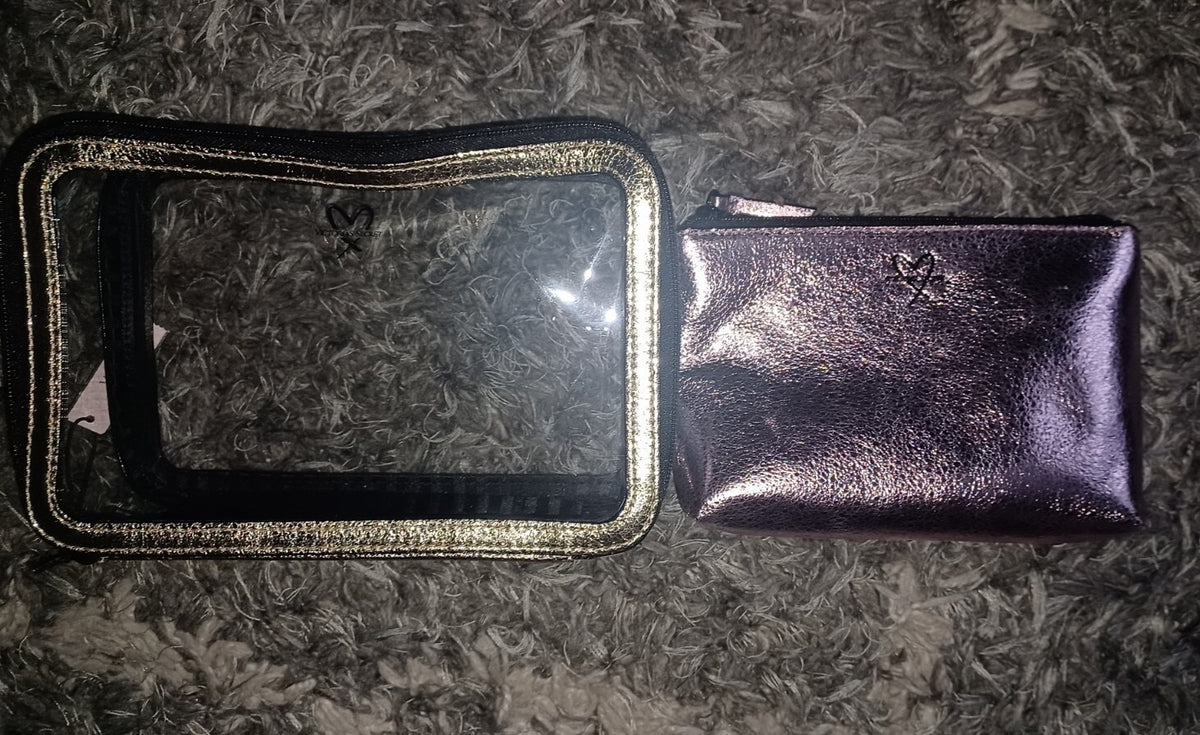 2-Piece Metallic Cosmetic Set - Gold & Rose Gold Beauty Accessories