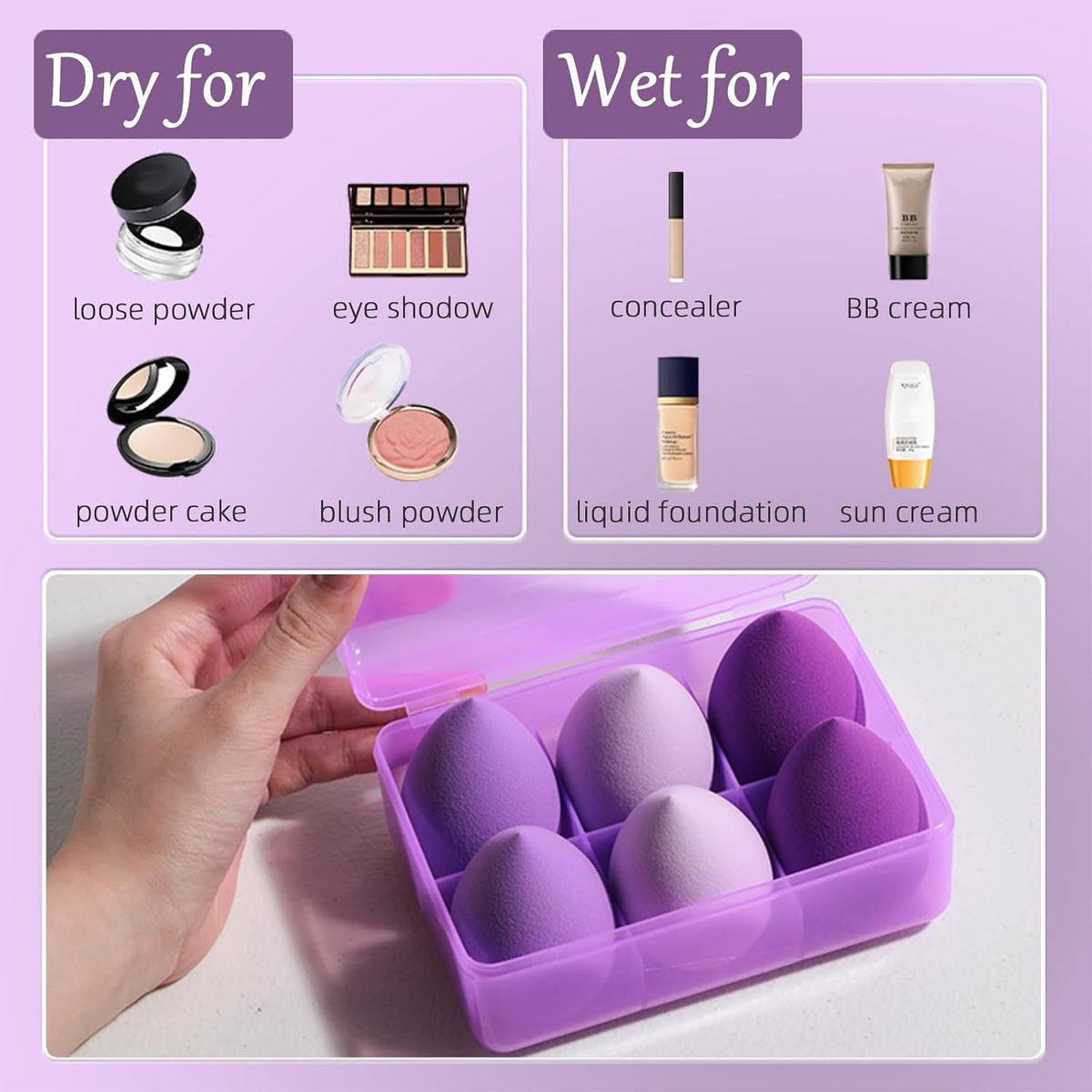 Makeup Sponge Set 6 Pcs for Foundation Powder and Blush Application
