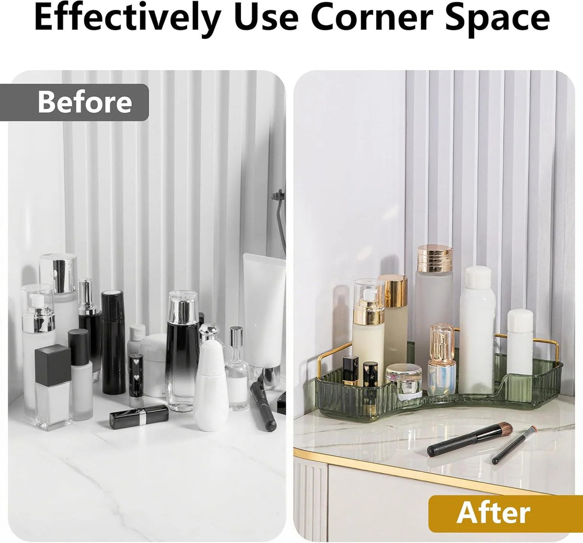 Corner Bathroom Counter Organizer for Makeup and Skincare, Multi-Layer Storage