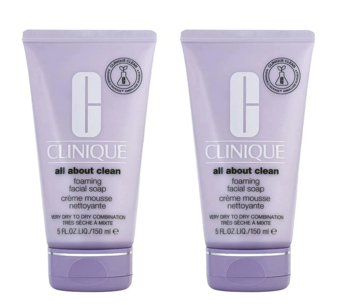 Clinique All About Clean Foaming Facial Soap for Dry & Combination Skin - 5oz/150ml Set