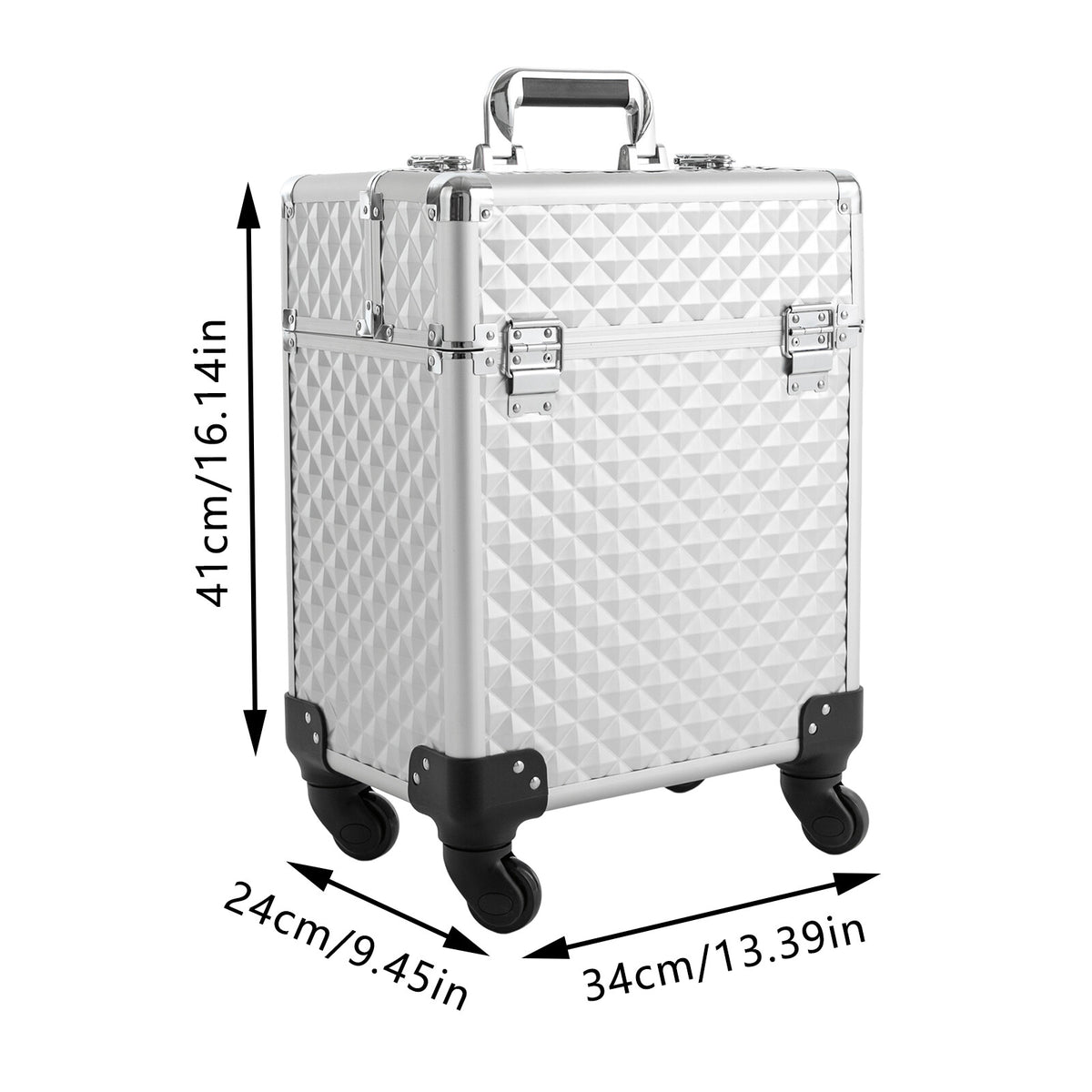 Lockable Rolling Makeup Case with Wheels and Organizer for Cosmetics & Beauty Tools