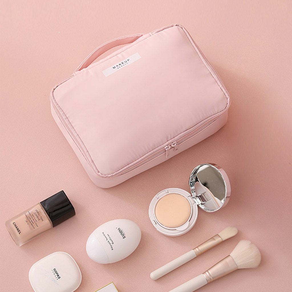 Waterproof Makeup Bag with Handle for Travel and Storage – Cosmetic Organizer