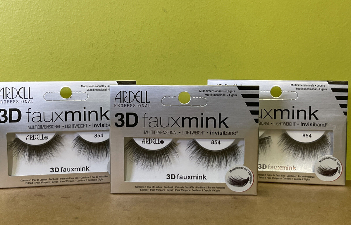 3 Pack Lightweight Faux Mink False Lashes - Ardell 854 Eye Makeup