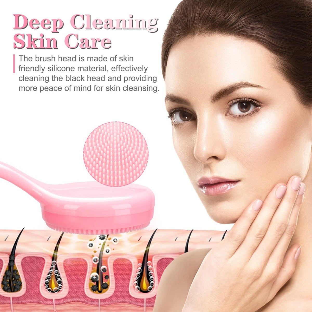 Silicone Facial Cleansing Brush 2 Pack - Pink & Blue Skin Care Tools